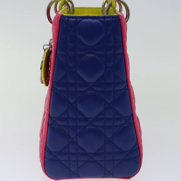 DIOR Lady DIOR Canage Hand Bag Lamb Skin Blue Pink - Picture 4 of 14